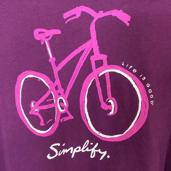 Life Is Good Simplify Crusher-Lite V-Neck Womens Medium Purple Basic Graphic Tee - Picture 6 of 12